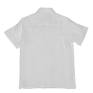Camisa en lino manga corta con alforzas
