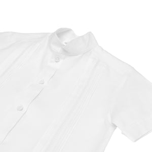 Camisa en lino manga corta entredos de vainica
