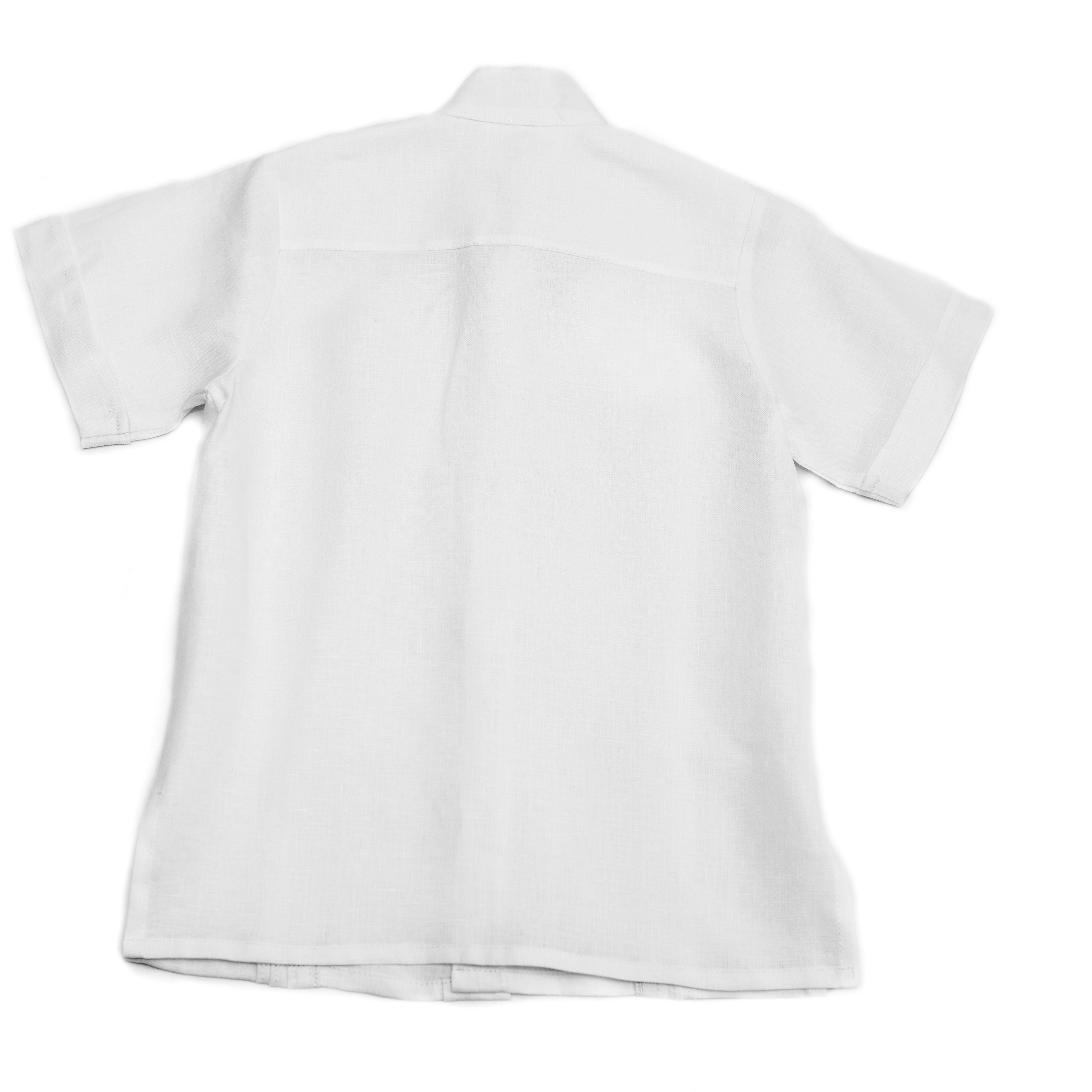 Camisa en lino manga corta con entredos de vainica pequeña