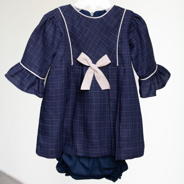 Vestido de lino de cuadros marino