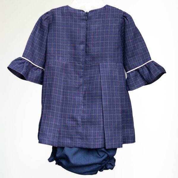 Vestido de lino de cuadros marino - Imagen 2