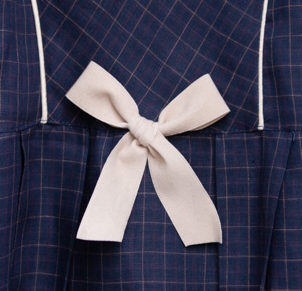 Vestido de lino de cuadros marino - Imagen 4