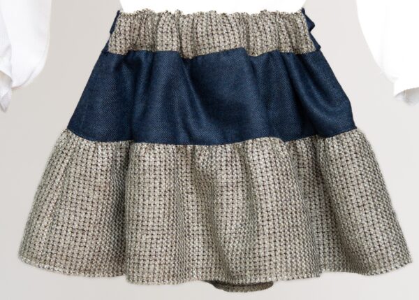 Conjunto niña, falda de lana y blusa de piqué - Imagen 3