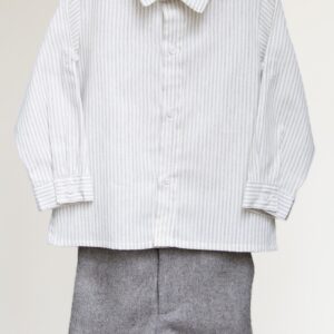 Conjunto niño camisa de algodón y bermuda de lana gris