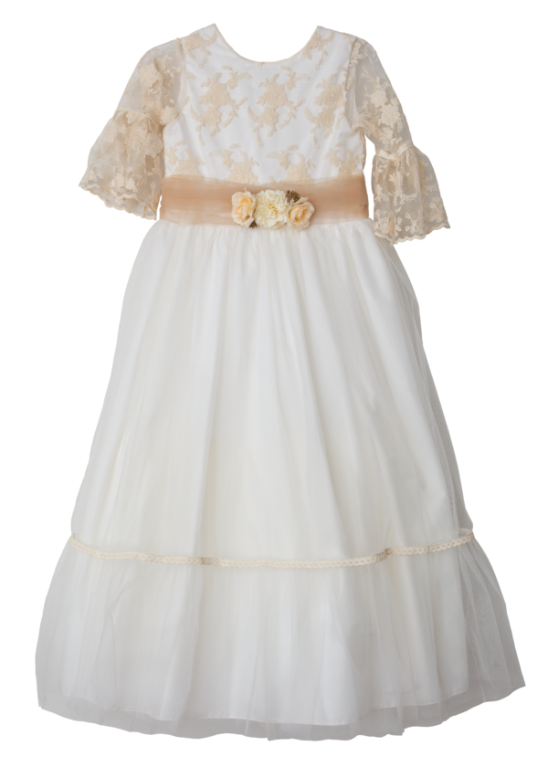 Vestido de tul liso plisado en falda