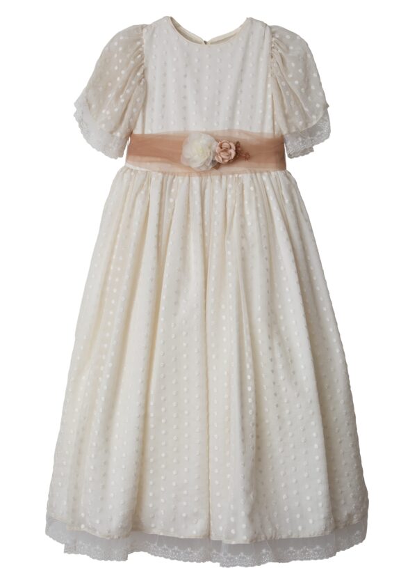 Vestido de poliester bordado de lunares