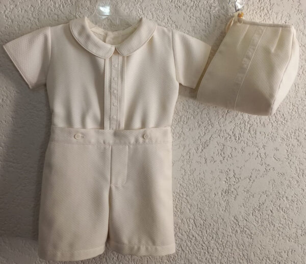 Ropón de niño conjunto de dos piezas, camisa de piqué crudo