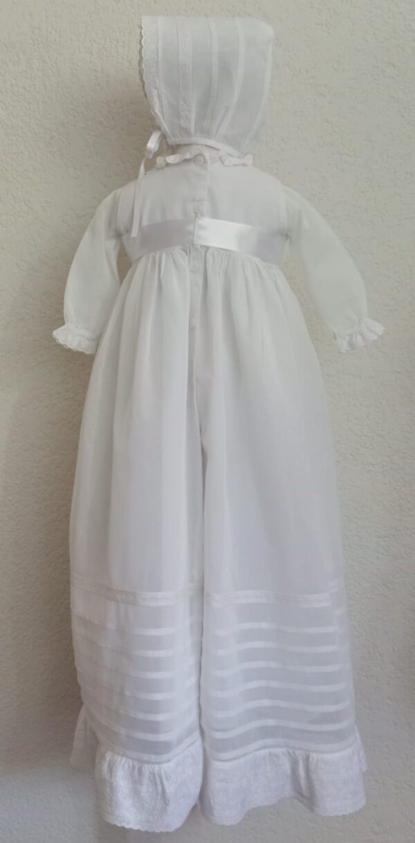 Ropón de niña de organza blanca con alforzas - Imagen 2