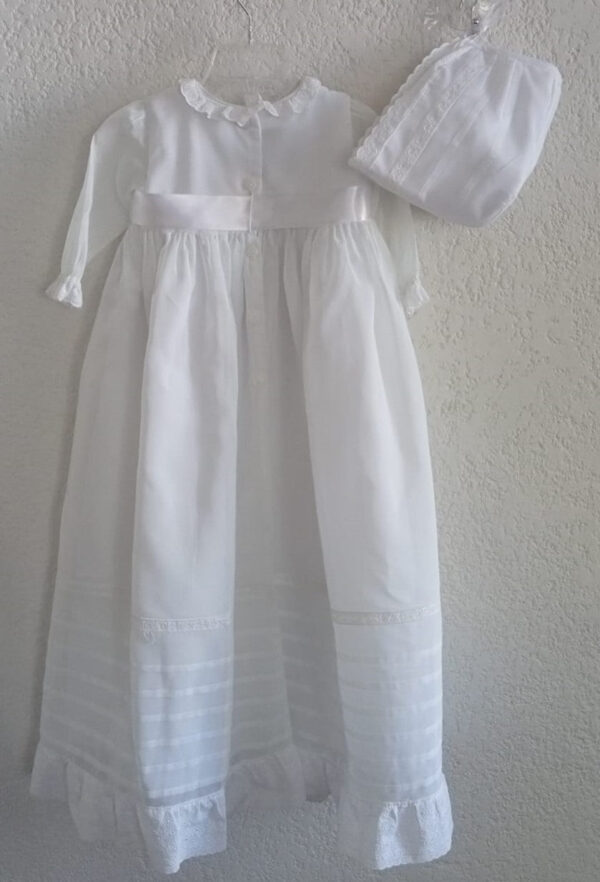 Ropón de niña de organza blanca con alforzas - Imagen 2