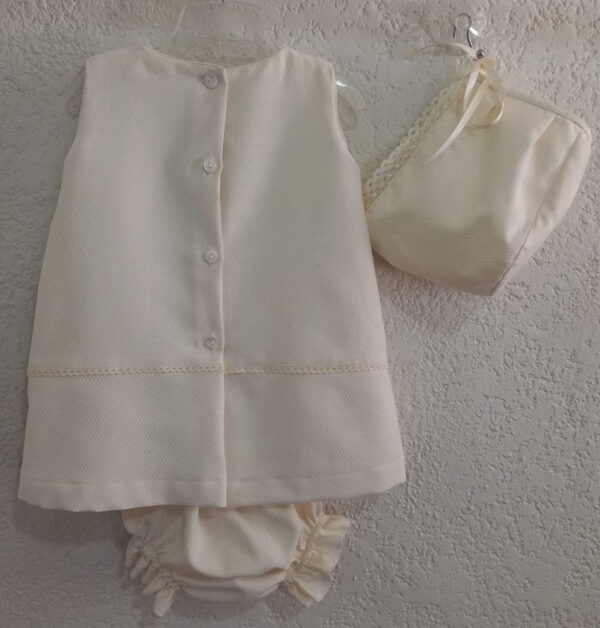 Ropón vestido corto de piqué crudo con pasalistón de algodón - Imagen 2