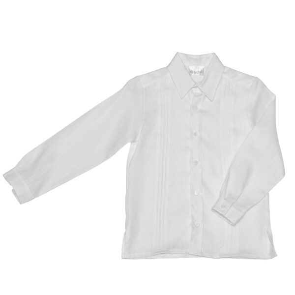 Camisa en lino con alforzas delgadas manga larga - Imagen 4