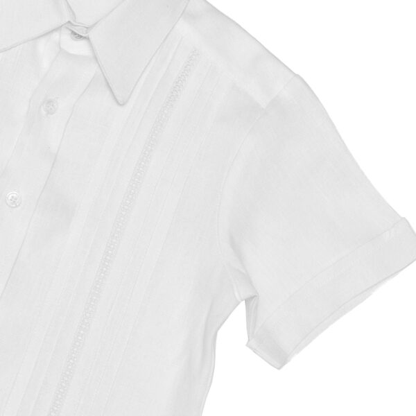 Camisa en lino con entredos cruzado manga corta - Imagen 6