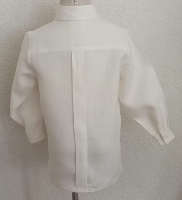 Camisa en lino manga corta larga - Imagen 2
