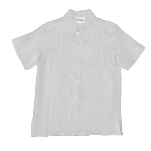Camisa en lino con alforzas delgadas manga corta - Imagen 4