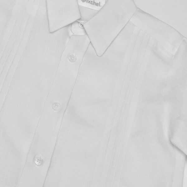 Camisa en lino con alforzas delgadas manga corta - Imagen 5