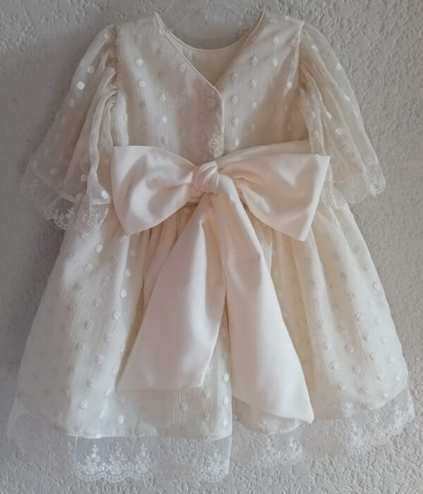 Vestido de poliester corrugado bordado de lunares - Imagen 3