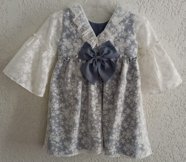 Vestido de algodón bordado de flores con transparencia - Imagen 3