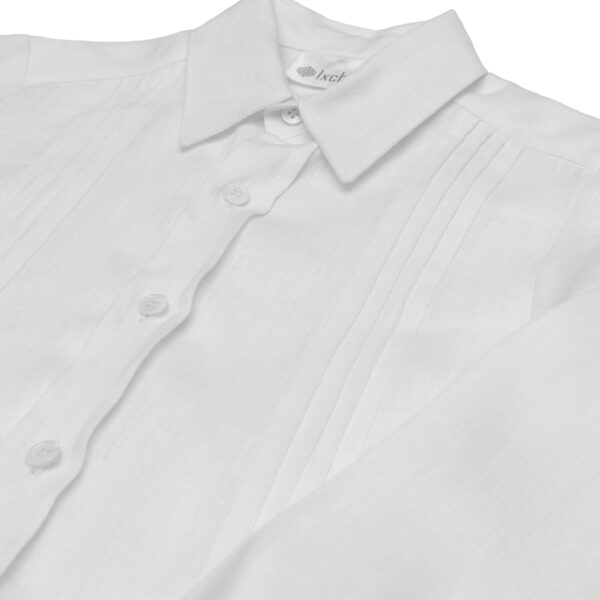 Camisa en lino con alforzas delgadas manga larga - Imagen 5