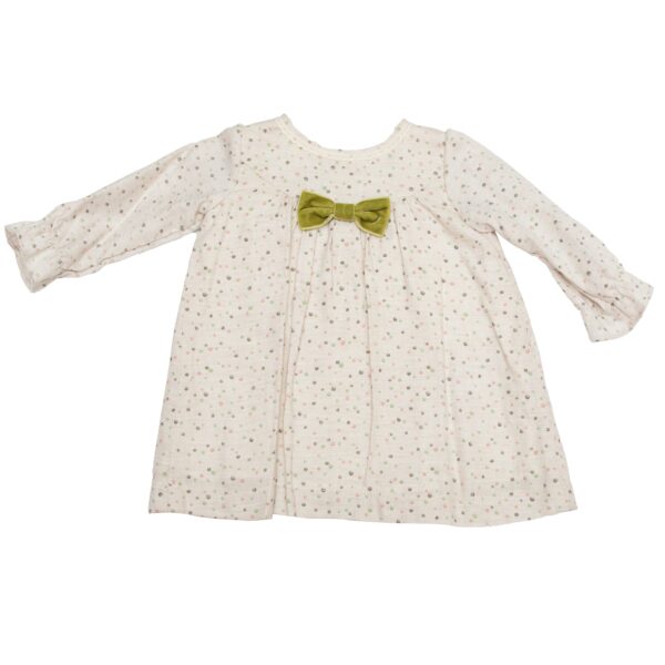 Vestido de viyella puntos verdes y moño terciopelo - Imagen 2
