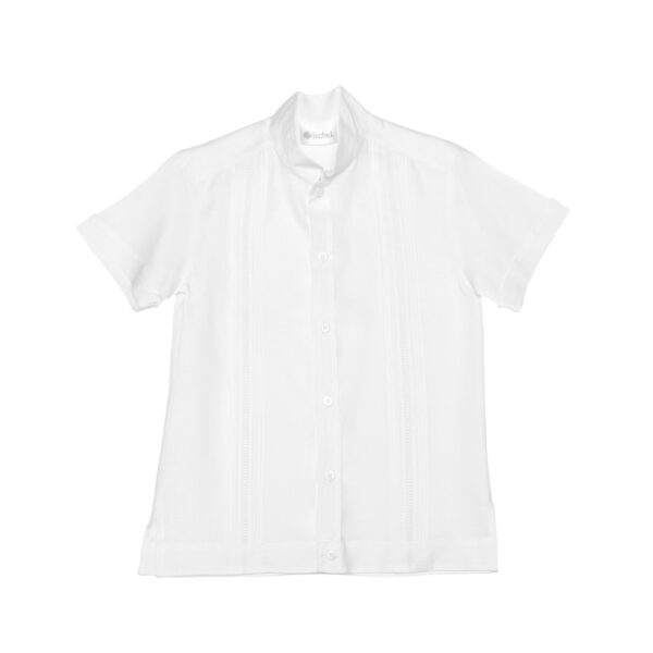 Camisa en lino con entredos de vainica manga corta - Imagen 4