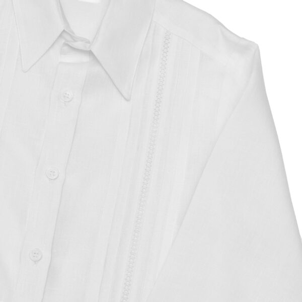 Camisa en lino con entredos cruzado manga larga - Imagen 6