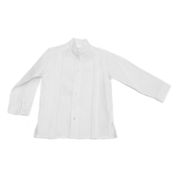 Camisa en lino con entredos de vainica chica manga larga