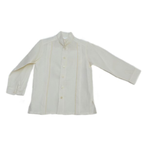 Camisa en lino con entredos de vainica chica manga larga - Imagen 4