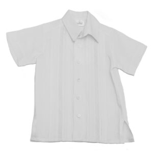 Camisa en lino con entredos de ondas manga corta