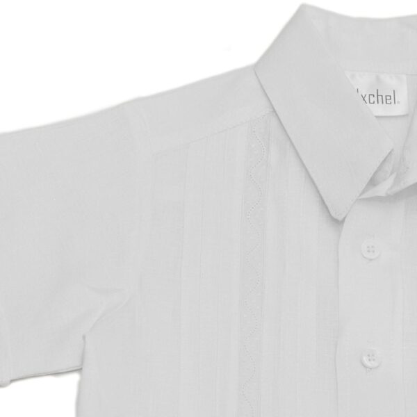 Camisa en lino con entredos de ondas manga corta - Imagen 2
