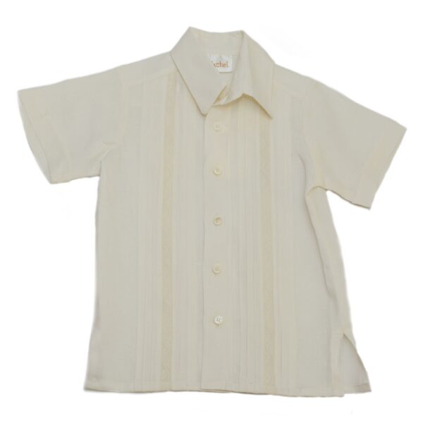 Camisa en lino con entredos de ondas manga corta - Imagen 4