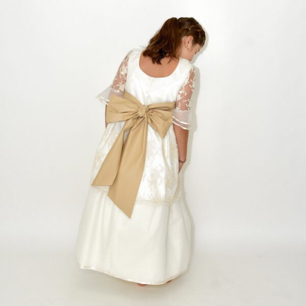 Vestido  desmontable en organza y tul bordado color marfíl - Imagen 4