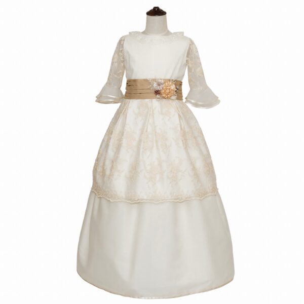 Vestido  desmontable en organza y tul bordado color marfíl - Imagen 2
