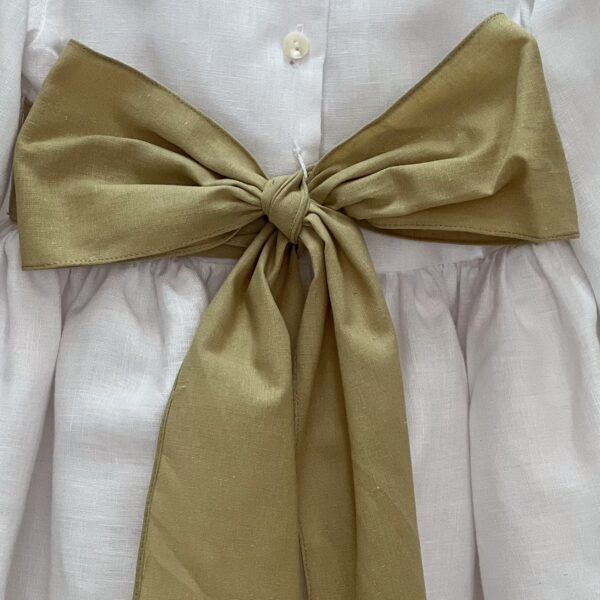 Vestido de lino algodón con punta y entredos de tira bordada - Imagen 4