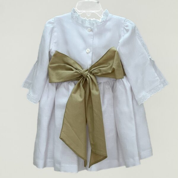 Vestido de lino algodón con punta y entredos de tira bordada - Imagen 2