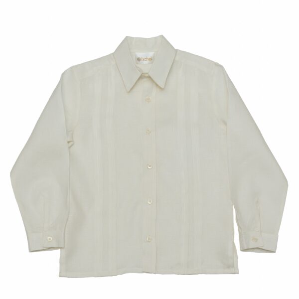 Camisa en lino con alforzas anchas manga larga