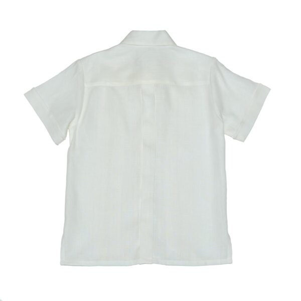 Camisa en lino con entredos cruzado manga corta - Imagen 4