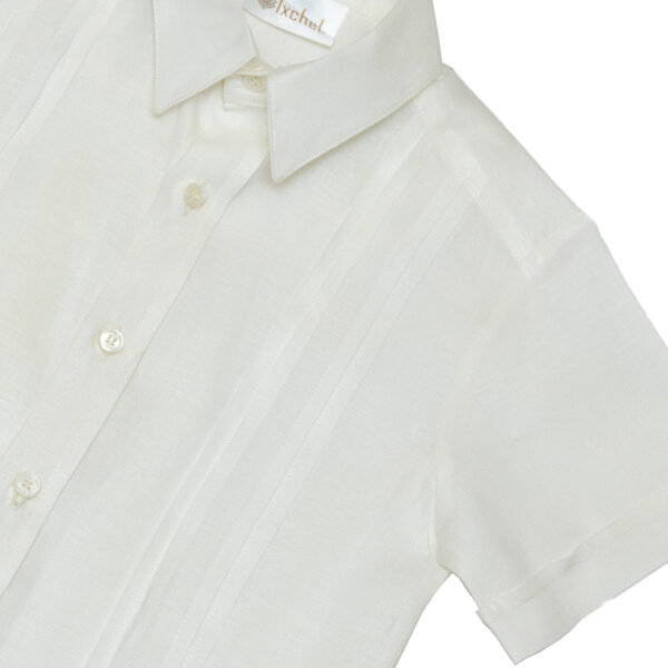 Camisa en lino con alforzas anchas manga corta - Imagen 2