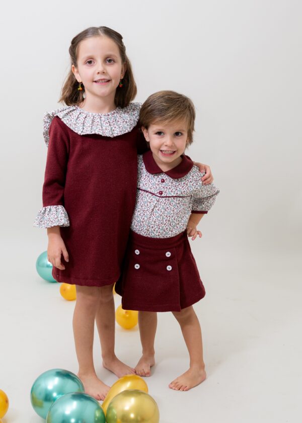 Conjunto blusa de algodón con falda de lana - Imagen 3