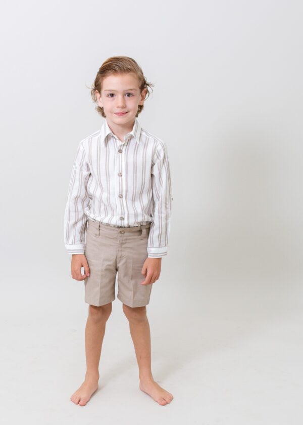 Conjunto camisa de lino viscosa con bermuda de gabardina - Imagen 3