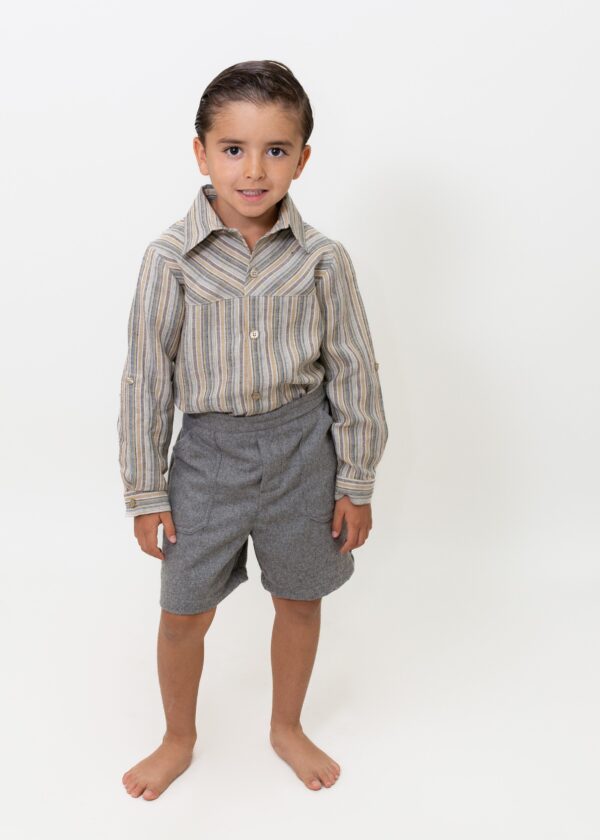 Conjunto camisa de lino con bermuda de lana - Imagen 3
