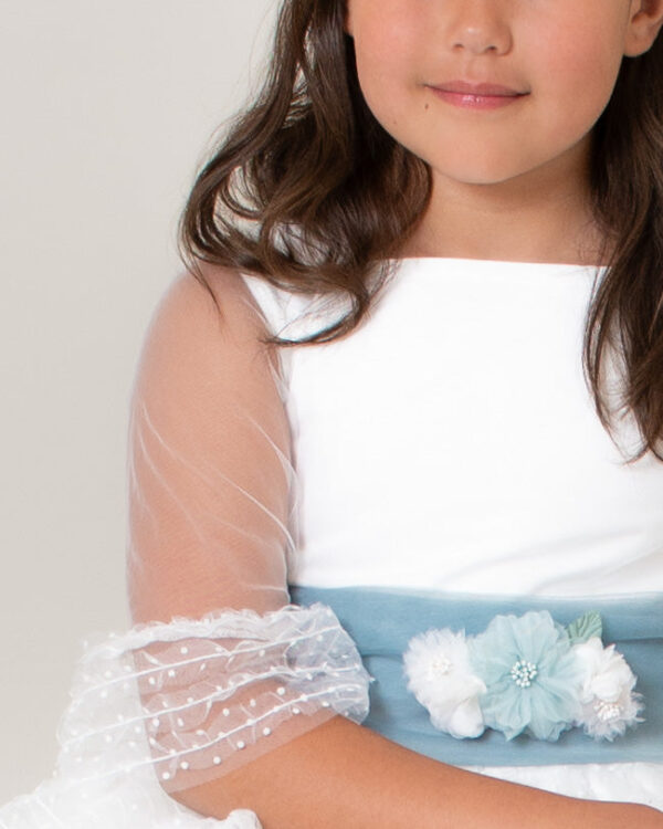Vestido de tul con falda plisada de tul bordado de lunares - Imagen 2