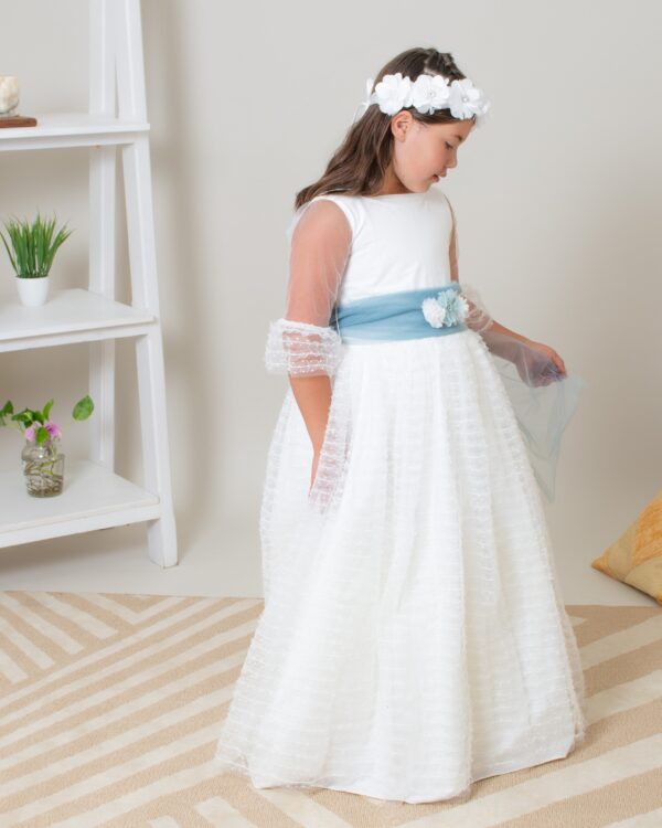 Vestido de tul con falda plisada de tul bordado de lunares - Imagen 4