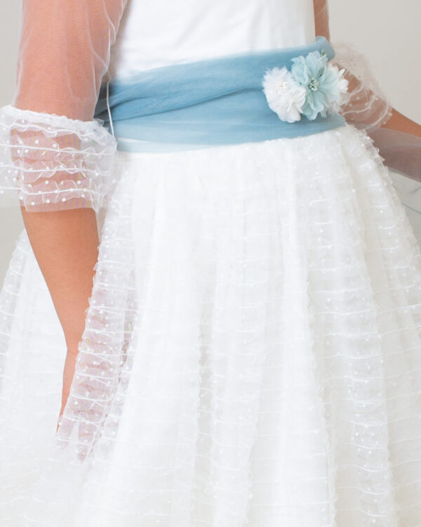 Vestido de tul con falda plisada de tul bordado de lunares - Imagen 5