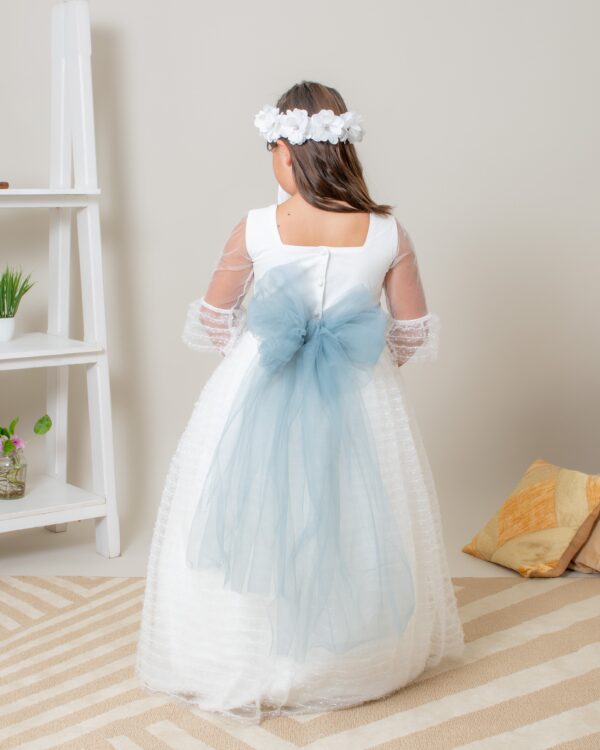 Vestido de tul con falda plisada de tul bordado de lunares - Imagen 3