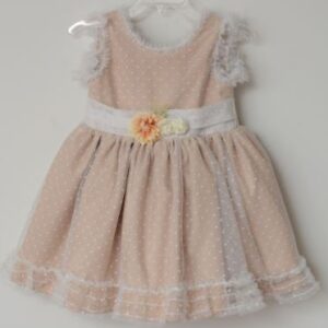 Vestido de tul crudo estampado