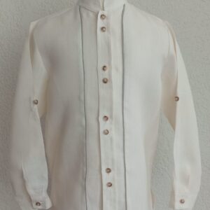 Camisa en lino con bies perfilado, manga larga